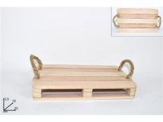 VASSOIO PALLET IN LEGNO NATURALE CON CORDE