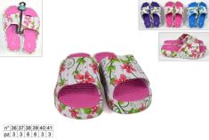 CIABATTA DONNA CON FORI E FASCIA FIORATA