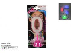 CANDELA CON LUCI E MUSICA NUMERO 0 ROSA