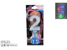 CANDELA CON LUCI E MUSICA NUMERO 2 CELESTE