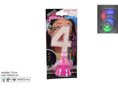 CANDELA CON LUCI E MUSICA NUMERO 4 ROSA