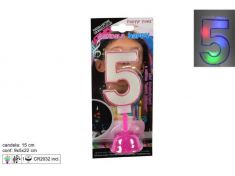 CANDELA CON LUCI E MUSICA NUMERO 5 ROSA
