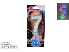 CANDELA CON LUCI E MUSICA NUMERO 7 CELESTE