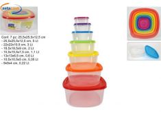 CONTENITORI IN PLASTICA QUADRATI CON COPERCHIO 7 PEZZI