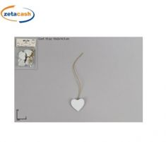 CONF 10 APPENDINI CUORI LEGNO 3 CM BIANCHI