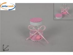 BARATTOLO PLASTICA COPERCHIO CAMPANELLINO NASCITA ROSA H6X4