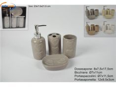 ACCESSORI BAGNO IN CERAMICA CON CUORI 4 PEZZI