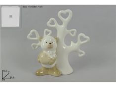 ALBERO DELLA VITA IN CERAMICA CON CUORI E ORSETTO 16,5 CM