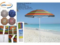 OMBRELLONE IN COTONE ANTIVENTO FANTASIA RIGATA