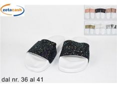 CIABATTA MARE DONNA CON BRILLANTINI BIANCA