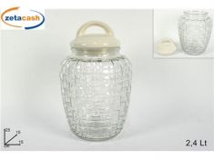 BARATTOLO VETRO INTRECCIATO TAPPO CERAMICA BIANCO 2,4LT