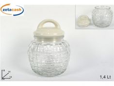 BARATTOLO VETRO INTRECCIATO TAPPO CERAMICA 1,4LT