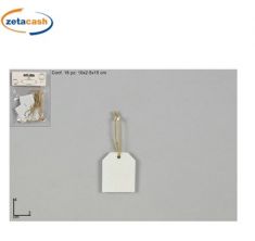 CONF 16 ETICHETTE LEGNO BIANCHE SPAGO 4X3 CM