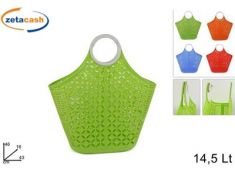 BORSA MARE IN PLASTICA CON MANICI COLORI ASSORTITI.