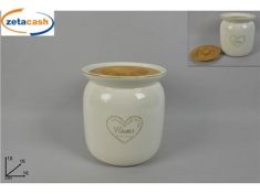 BISCOTTIERA CERAMICA BIANCO TAPPO BAMBOO H 18 CM