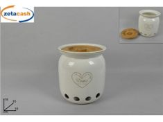 BARATTOLO CERAMICA CON FORI TAPPO BAMBOO H 18 CM BIANCO