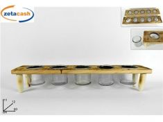 BASE LEGNO 5 BICCHIERINI PORTACANDELA ASS 60X13XH10 CM
