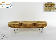 BASE LEGNO 3 TRONCHI CON PIEDISTALLO IN METALLO