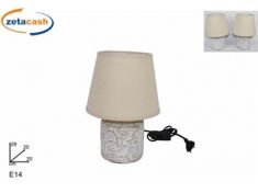 LUME CON BASE IN PIETRA BIANCO DECORO FLOREALE E PARALUME