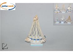 BARCHETTA A VELA IN LEGNO CON CONCHIGLIE CM H 13