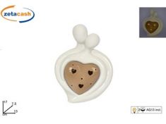 COPPIA STILIZZATA CUORE CON LUCE H 17 CM BIANCO E BEIGE