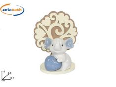 ELEFANTE CON CUORE CELESTE IN PORCELLANA E ALBERO DELLA VITA