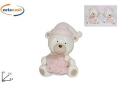 ORSETTO SEDUTO CERAMICA ROSA H 11 CM MOD ASS