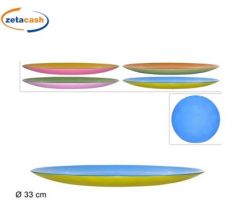 PIATTO PIANO VETRO D 33 CM BICOLORE ASS