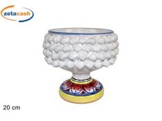 VASO MEZZA PIGNA BIANCO BORDO AZZURRO BASE DECORATA H21 D21