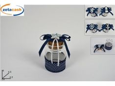 BARATTOLO VETRO NASTRO BLU TAPPO SUGHERO DECORO MARINO ASS