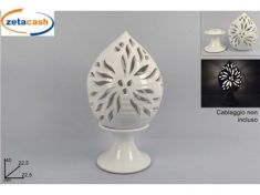 PUMO IN CERAMICA BIANCA CON RAGGI PORTA TEALIGHT 45 CM