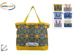 BORSA MARE IN TESSUTO CON CERNIERA DISEGNO MAIOLICHE