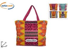 BORSA MARE IN TESSUTO CON CERNIERA DISEGNO GEOMETRICO