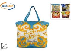 BORSA MARE IN TESSUTO CON CERNIERA DISEGNO VERSO