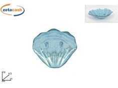 CENTROTAVOLA IN VETRO FORMA CONCHIGLIA AZZURRA 20 X 19 CM