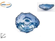 CENTROTAVOLA IN VETRO DECORATO BLU 17 X 20 CM