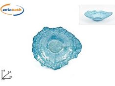 CENTROTAVOLA IN VETRO SMERLATO AZZURRO 18 CM