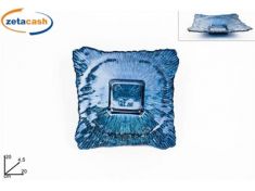 CENTROTAVOLA IN VETRO BLU QUADRATO 20 X 20 CM