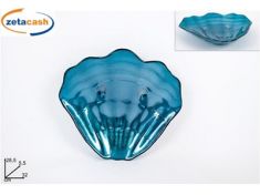 CENTROTAVOLA IN VETRO FORMA CONCHIGLIA BLU 30 X 28 CM