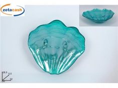 CENTROTAVOLA IN VETRO FORMA CONCHIGLIA AZZURRA 30 X 30 CM
