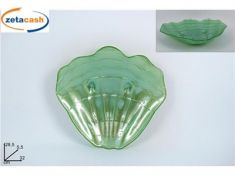 CENTROTAVOLA IN VETRO FORMA CONCHIGLIA VERDE SMERALDO 30X28