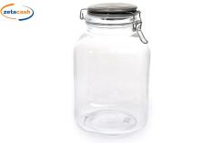 BISCOTTIERA VETRO ERMETICA CON TAPPO ACCIAIO