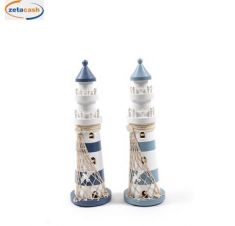 FARO LEGNO CON LUCI H33 D10 CM CONCHIGLIE RETE ASS