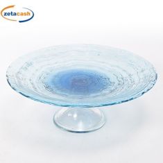 ALZATA TONDA IN VETRO ONDA COLORE BLU DEGRADE