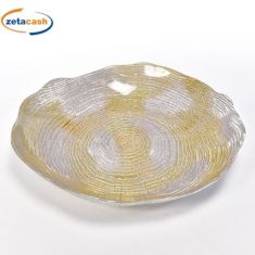 CENTROTAVOLA IN VETRO ONDA COLORE ORO PERLA METALLICO