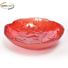 CENTROTAVOLA IN VETRO MARINE COLOR CORALLO DIAMETR 30 CM