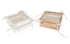 CASSETTA IN LEGNO QUADRATA CON TESSUTO