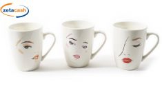 TAZZA MUG CON VISI IN PORCELLANA