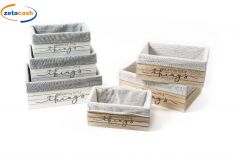 CASSETTE IN LEGNO CON TESSUTO 3 PEZZI 3 MISURE