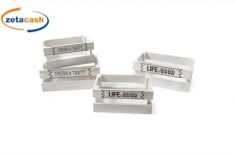 SET 2 CASSETTINE LEGNO MARKET BIANCHE CON SCRITTA